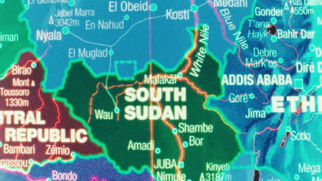 a detailed political map of south sudan and neighboring african countries