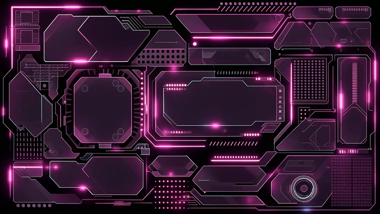 Futuristic HUD User Interface with Glowing Pink Elements