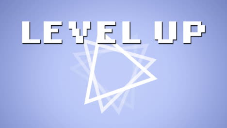 animation of level up text over blue background