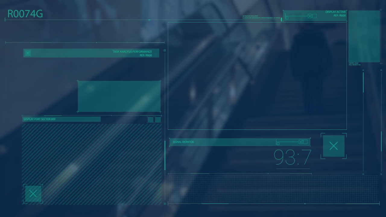 animación del procesamiento de datos financieros a través de la escalera mecánica.