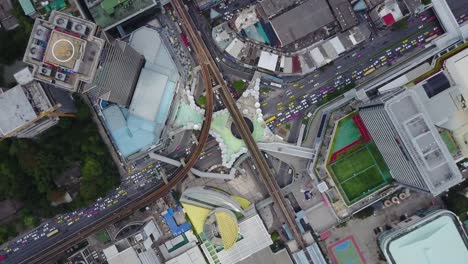 bangkok city intersection aerial view