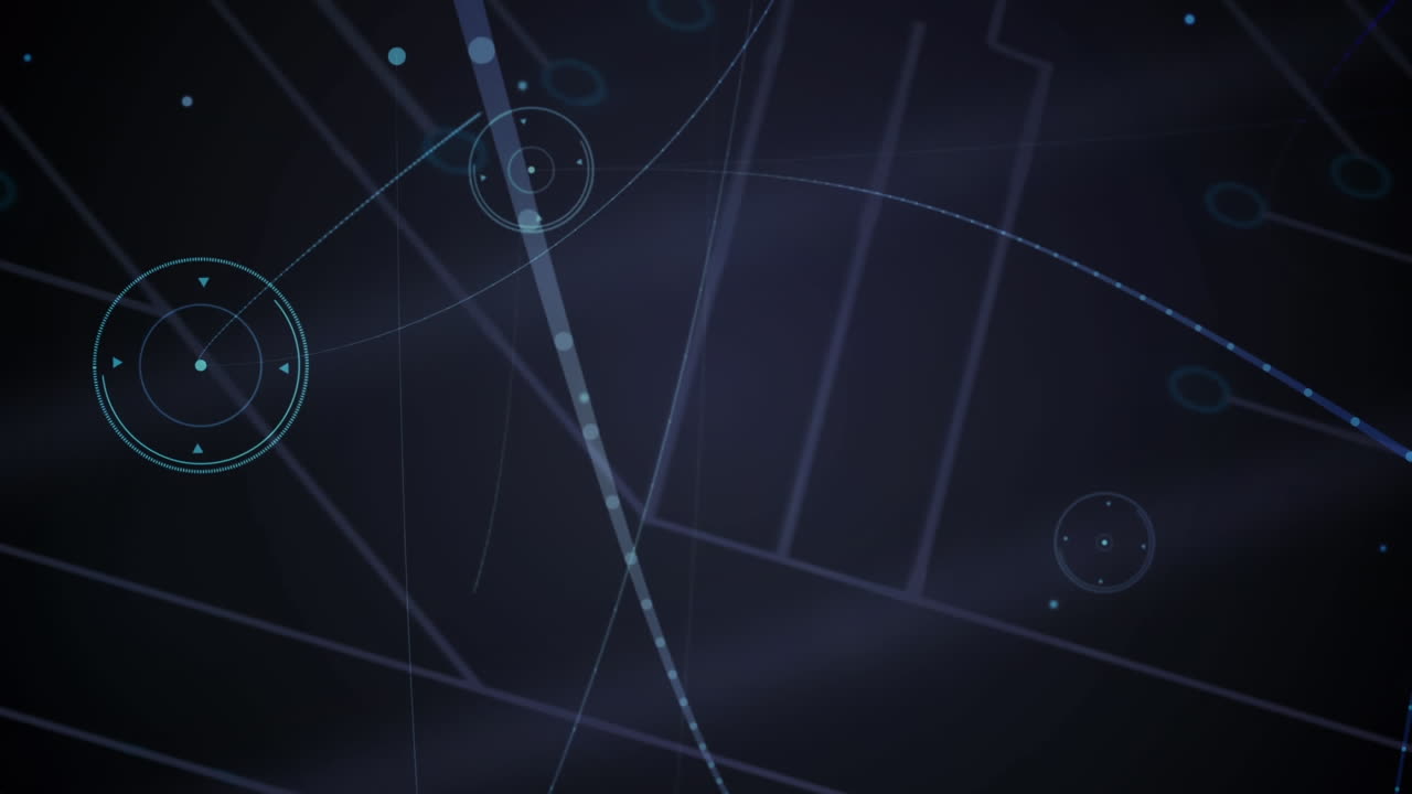 Animation of networks of connections over black background