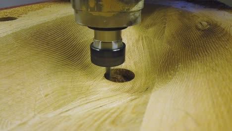 cnc router machine end milling bit cutting out sinkhole for wooden oak sink