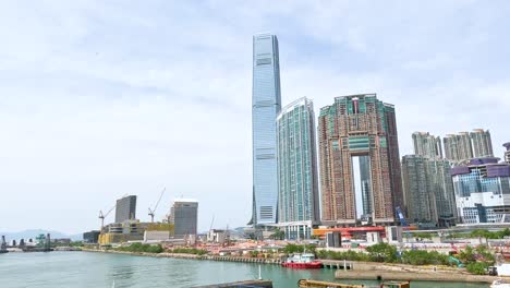 cityscape featuring buildings and waterfront activity