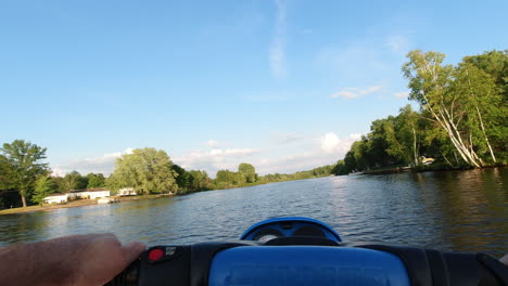 pov of sea doo ride during on beautiful lake in michigan