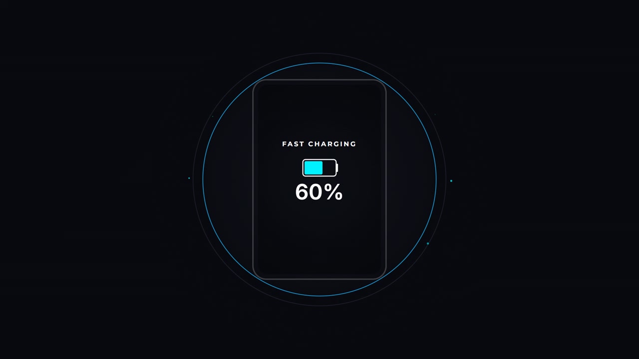 Digital Smartphone Battery Fast Charging Animation