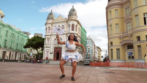 frevo dancer at the street carnival in recife, pernambuco, brazil.