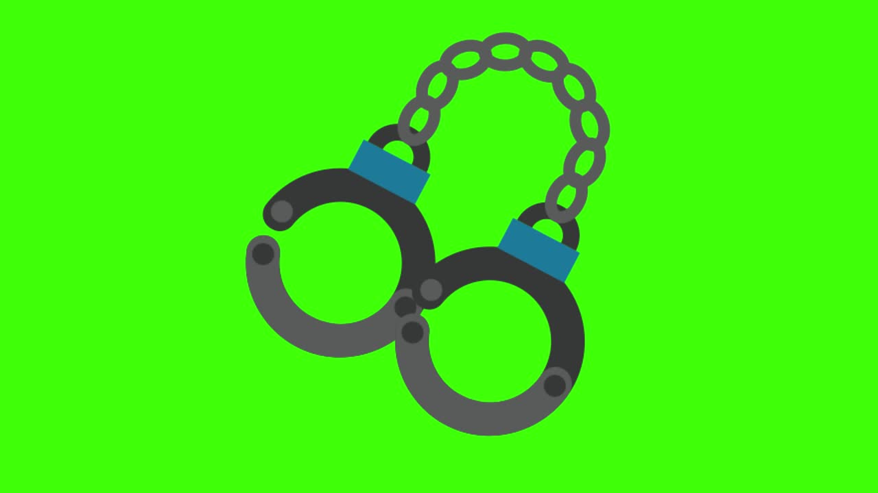 pantalla verde, icono de infracción de seguridad, esposas