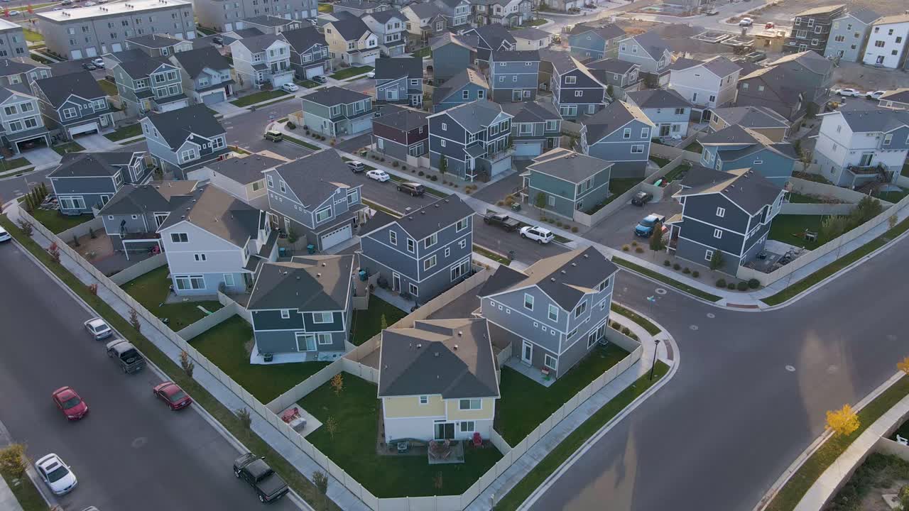 Real Estate Concept - Houses in Middle Class Suburban Neighborhood