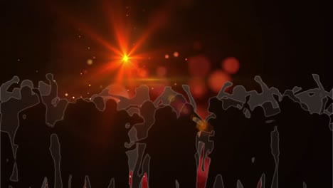 Animation-Von-Menschen,-Die-über-Scheinwerferlichtern-In-Einem-Club-Tanzen