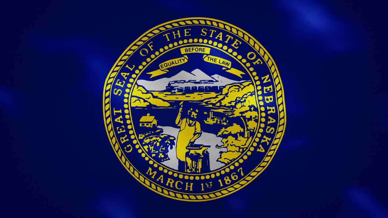 la bandera densa de nebraska ondula el tejido, el bucle de fondo