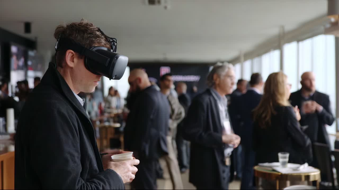 Exploring Virtual Reality: A Professional Networking Event Where Participants Engage with Immersive Technology While Socializing in a Modern Environment