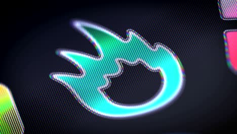 el icono de la llama en la pantalla. bucle.