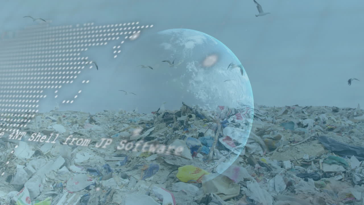 전 세계, 세계 지도 및 황무지에 대한 금융 데이터 처리의 애니메이션