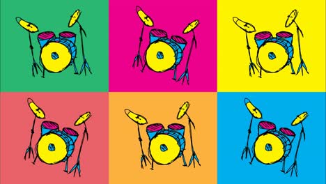 kids drawing pop art seamless background with theme of drum