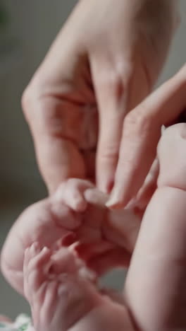 close-up of an adult hand holding a baby's tiny hand