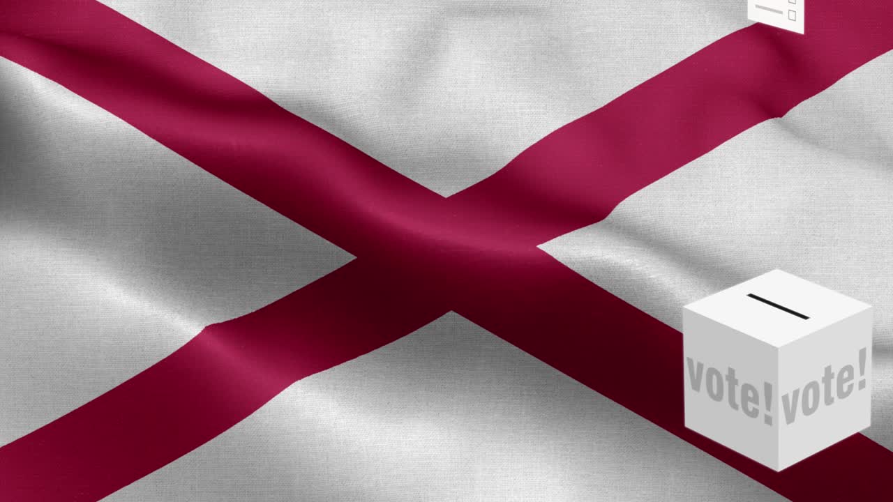 앨라배마 선거를 위한 투표용지 - 발 앞에 있는 투표함 - 선거 - 투표 - 국가 발 앨라바마 주 파동 패턴 루프 가능한 요소 - 직물 질감과 끝없는 루프 - 앨라배 마 주 루프 가능한 발 - 미국 주 발