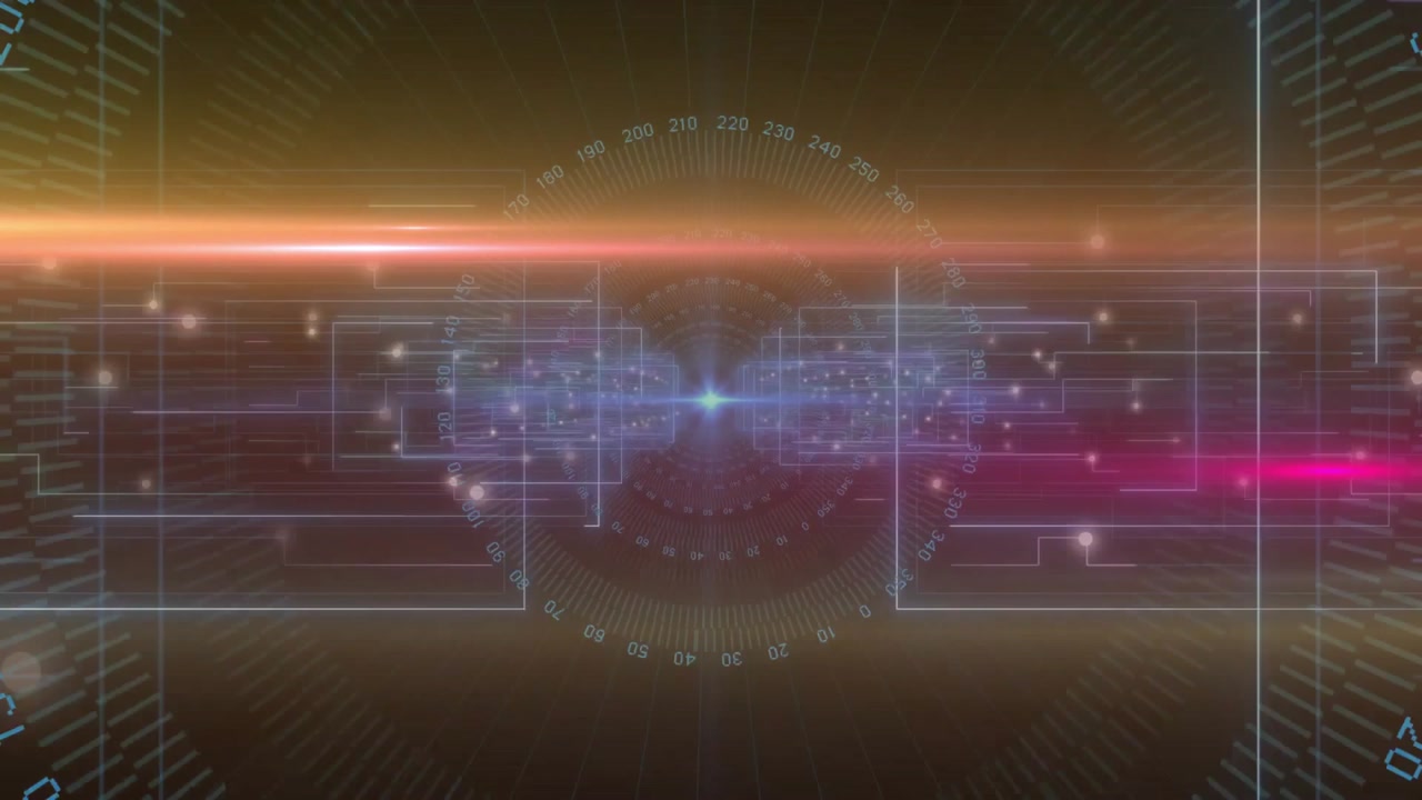 Glowing beam sweeping triggers display forming circuitry and rotating scale visualizing diagnostics