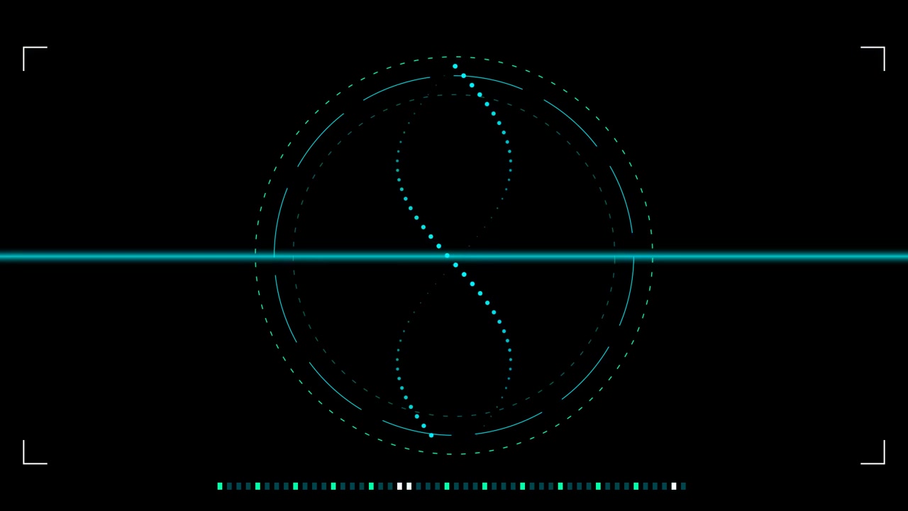 Futuristic Digital DNA Helix Animation on HUD Interface