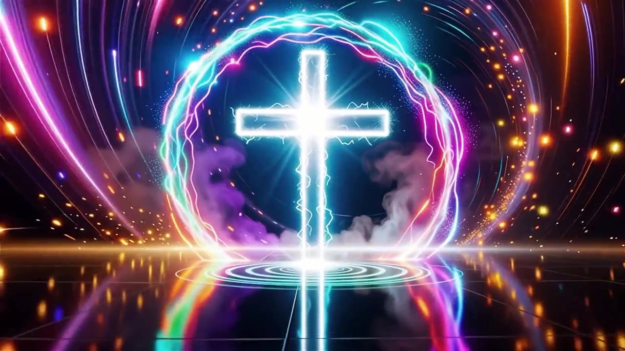 Christian Cross Heavenly Light Worship Background