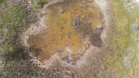 Drehen-Sie-Sich-Und-Steigen-Sie-Langsam-über-Einem-Teich-Mit-Regenwasser-Auf