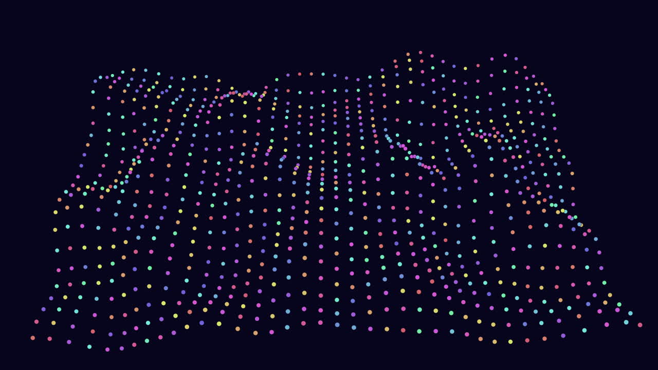 Intriguing black and white grid with colorful dot scatter