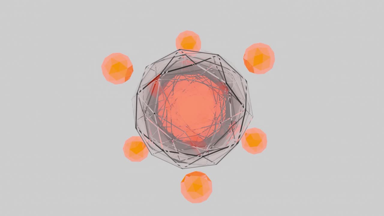 추상 3d 오렌지색 기하학적 구와 색 배경