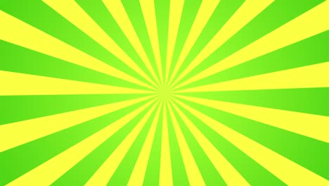 fondo de movimiento 2d verde y amarillo radiación solar estilo de dibujos animados