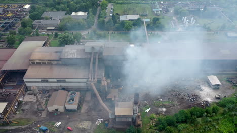 aerial view of steel factory in summer