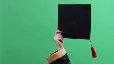 graduated hat and diploma on chromakey