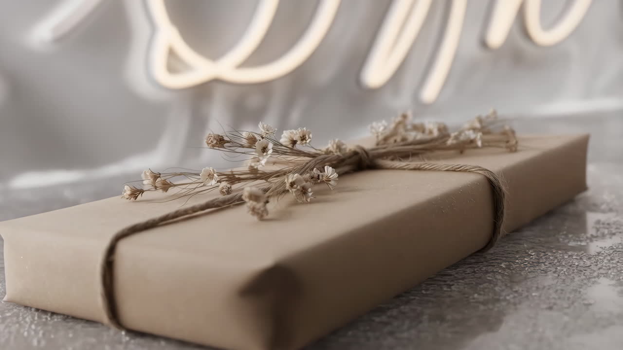 Rustic Gift Box with Dried Flowers and Twine