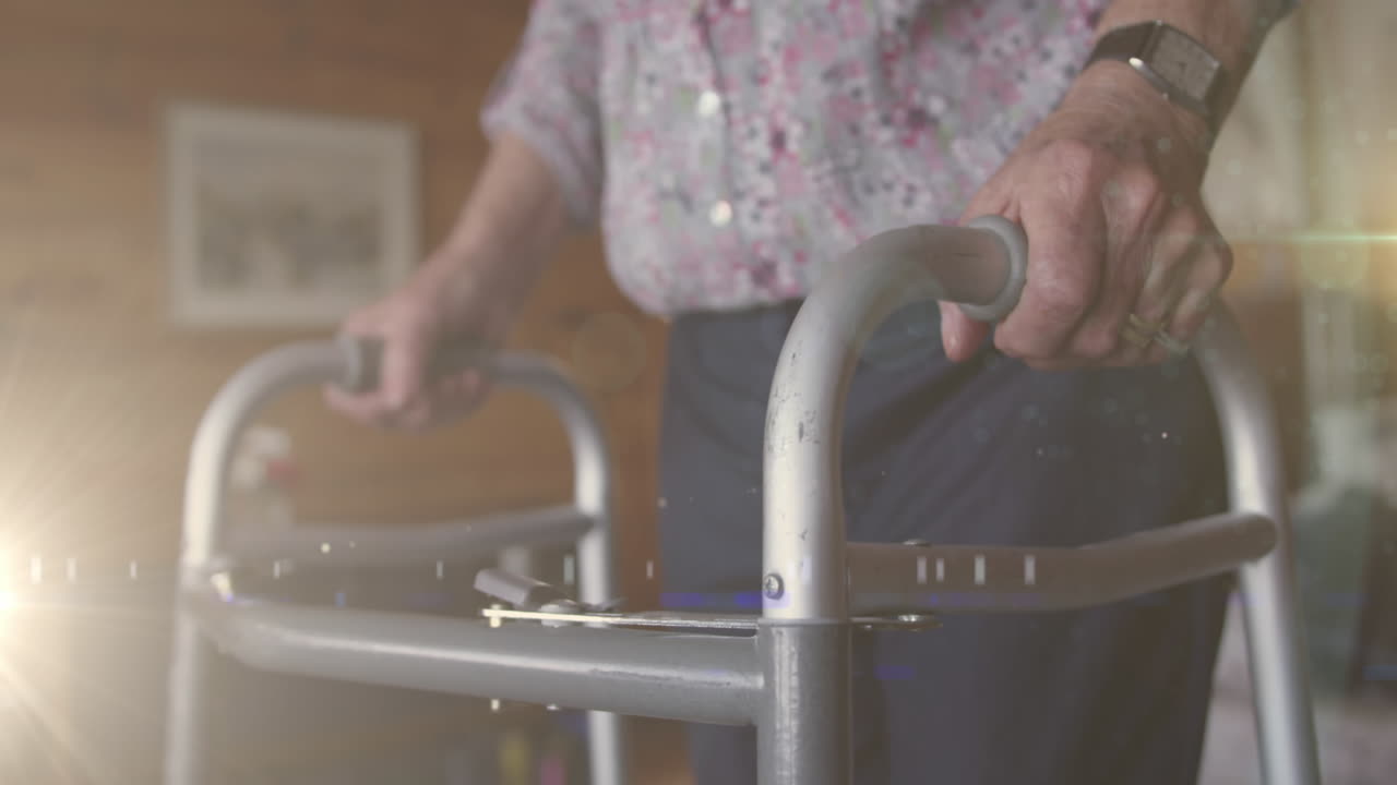 ⁇ 는 프레임을 가진 노인 위에 반 ⁇ 이는 빛의 애니메이션