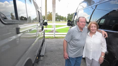 happy retirees are happy with the purchase of their new rv van camper