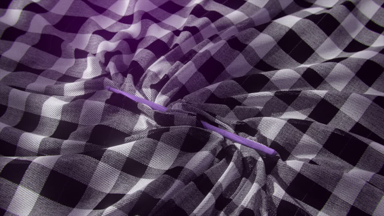 체크 된 직물에 보라색 물체