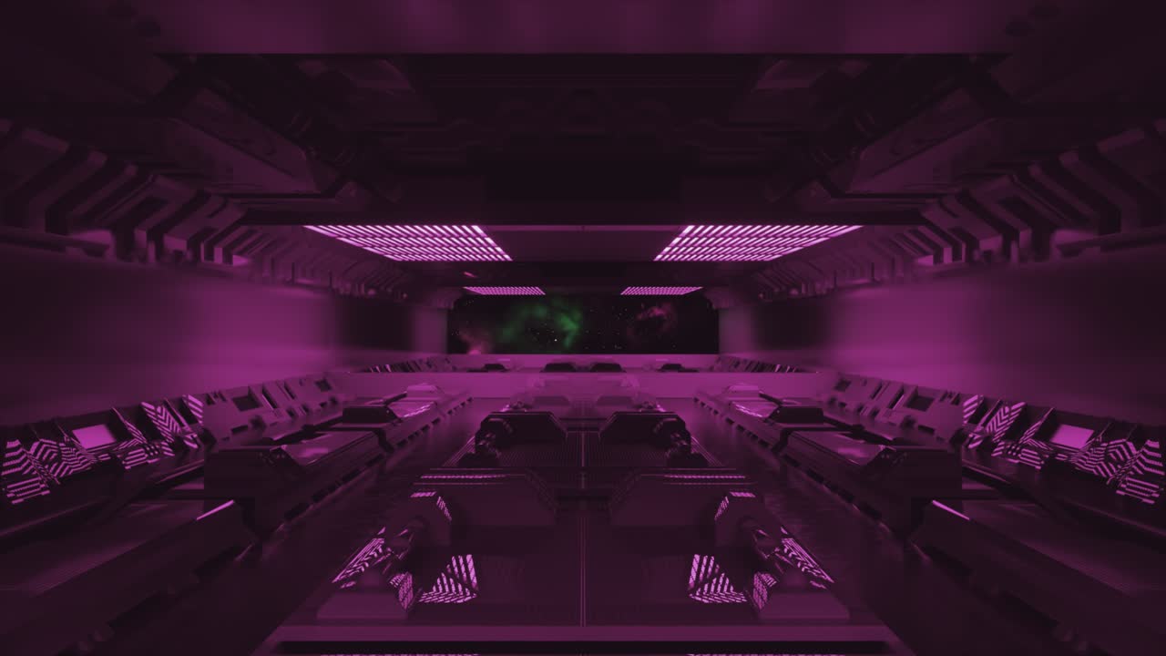corredor futurista de naves espaciales de neón púrpura