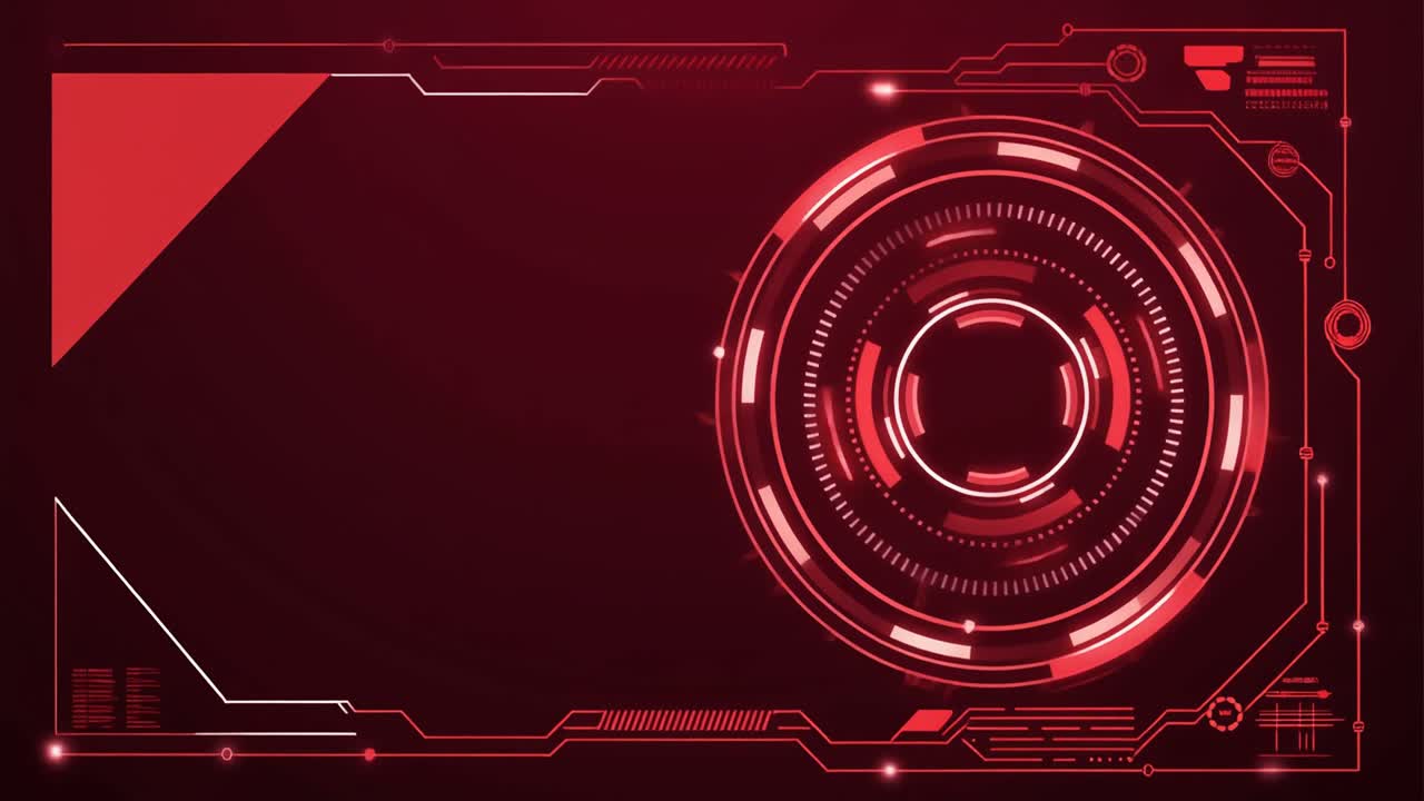 Futuristic Red HUD Interface Animation with Rotating Elements