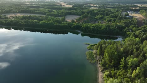 aeria view of osadnik gajówka artificial lake in gmina przykona, within turek county, greater poland voivodeship, poland