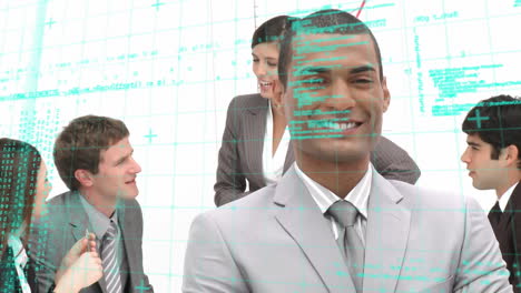 animación del procesamiento de datos sobre la gente de negocios