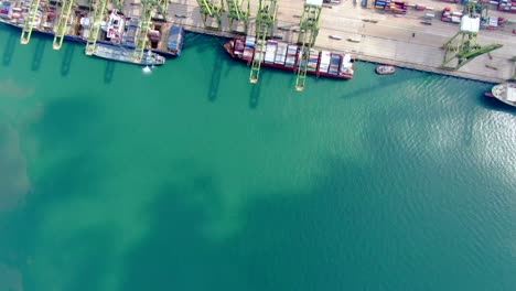 aerial footage of commercial port terminal in singapore