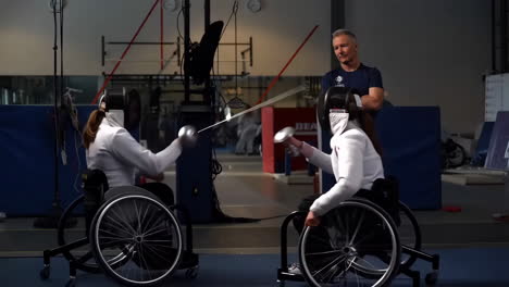 wheelchair fencing training session