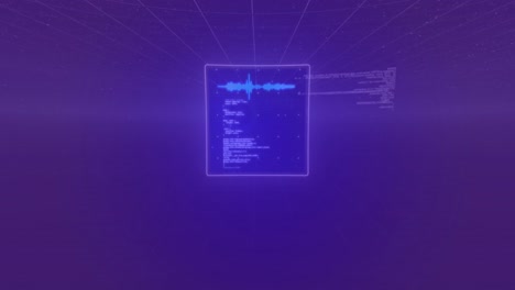 animación de pantallas con procesamiento de datos contra fondo azul