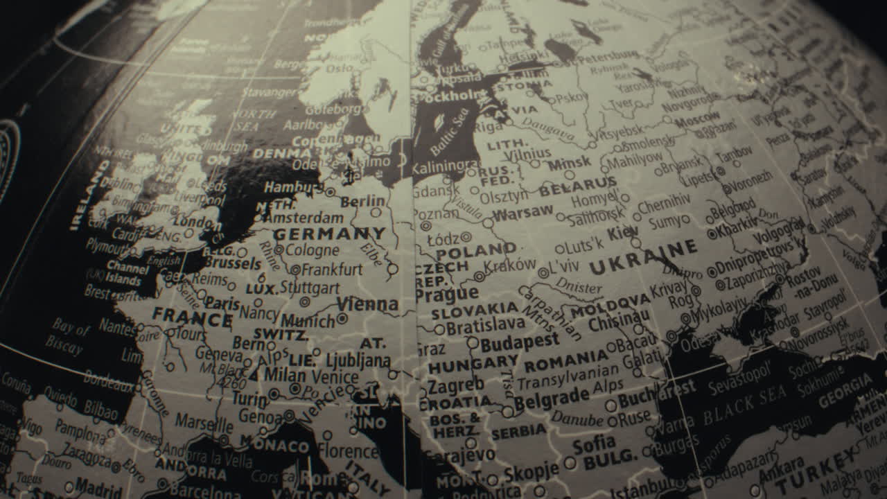 Close-up of a World Globe Focusing on Europe