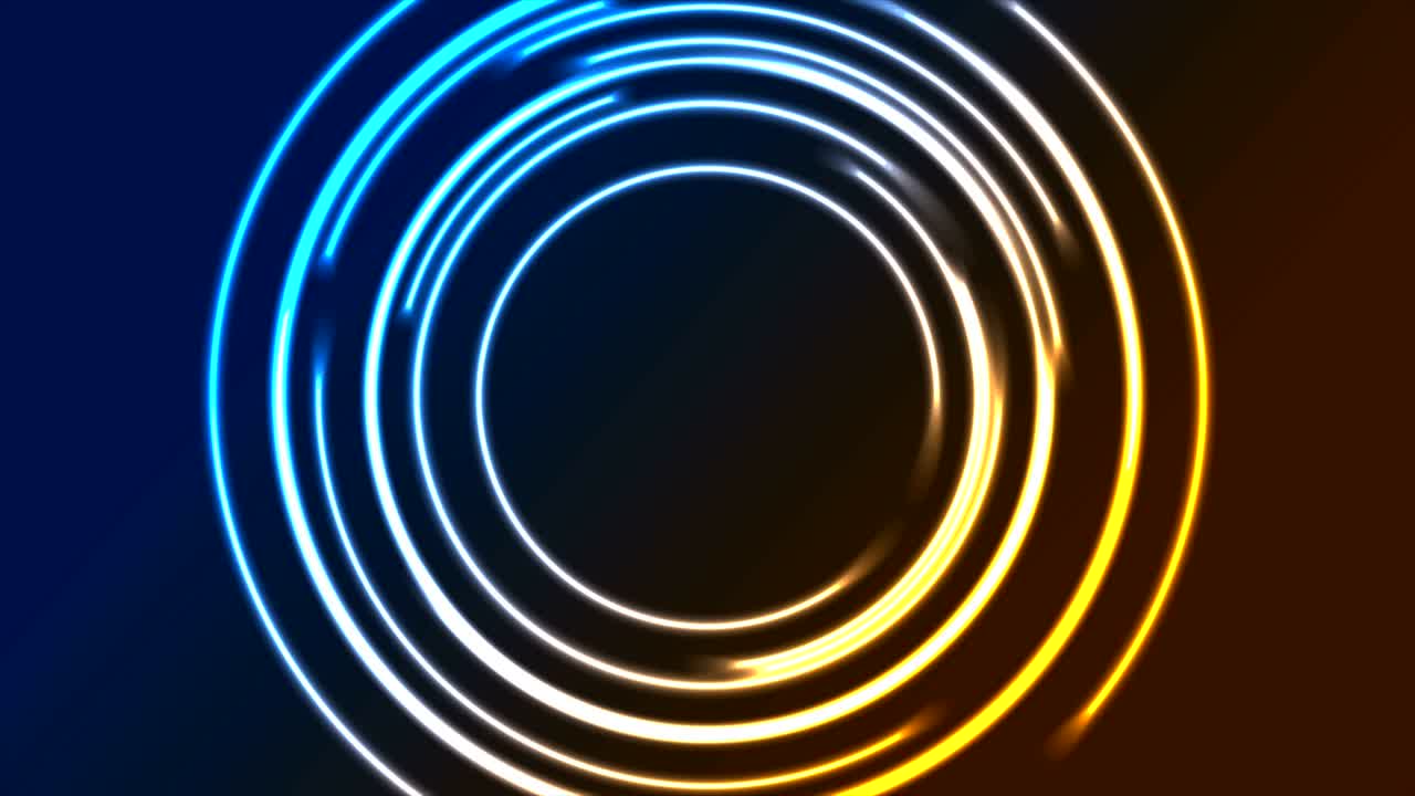 Colorful glowing neon circles video animation