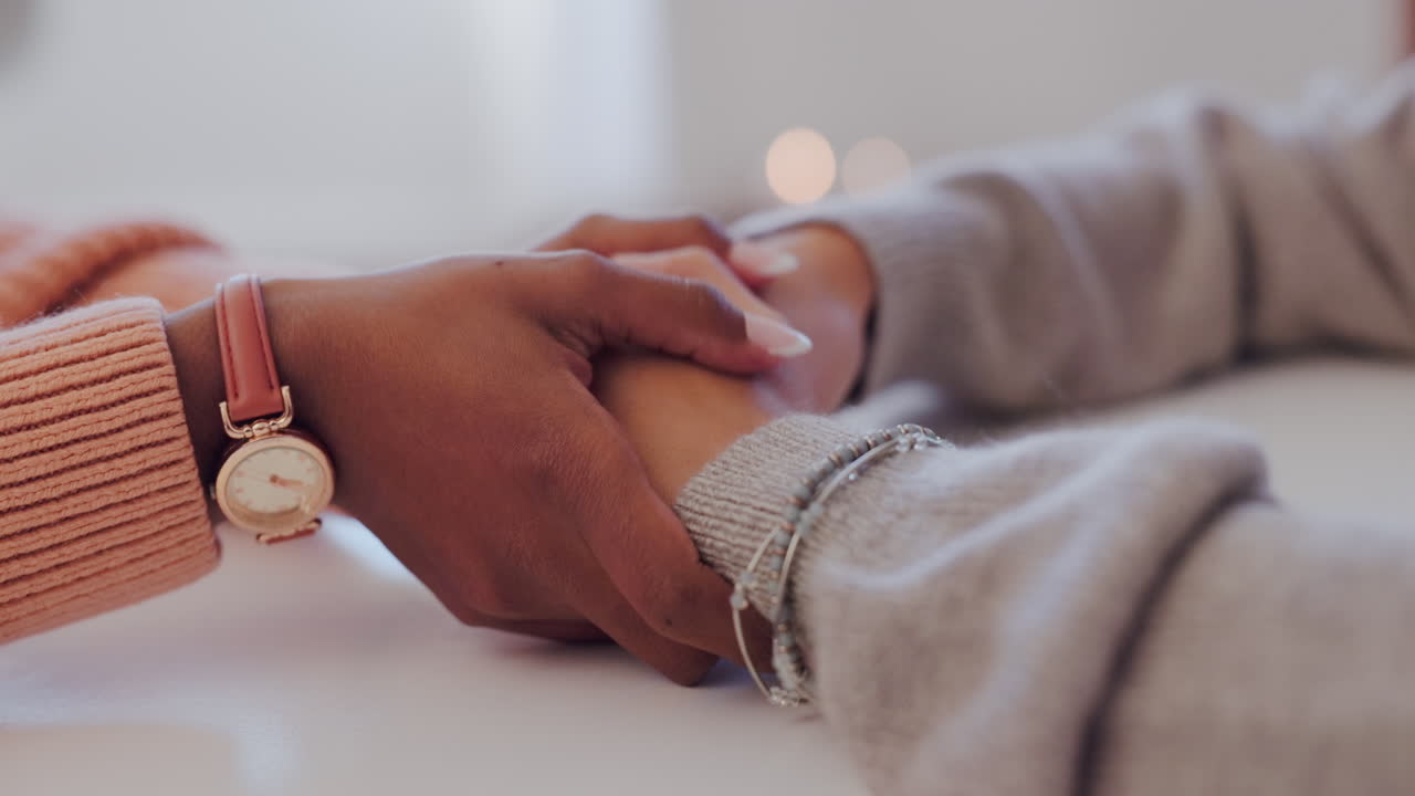 Friends, love and comfort with hands to support