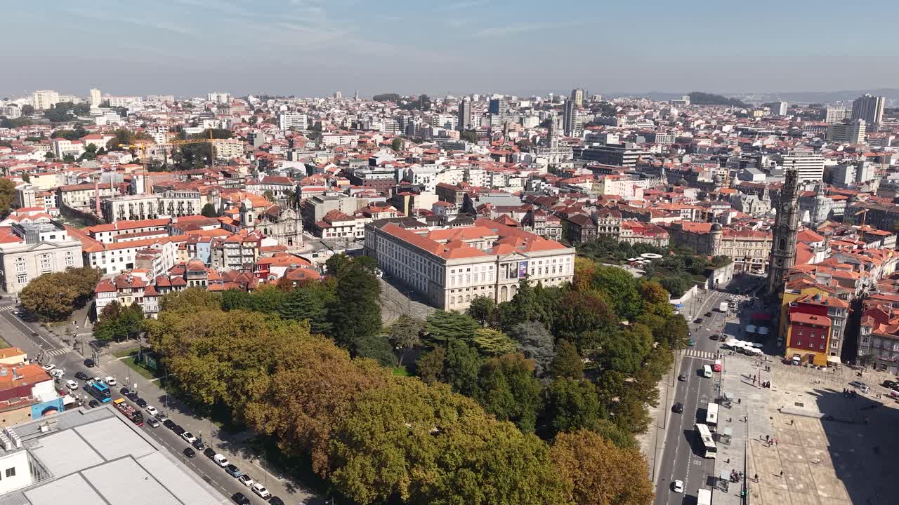 University of Porto and Natural Museum, Portugal. Drone Shot of Building and Park