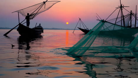 fishermen at sunset