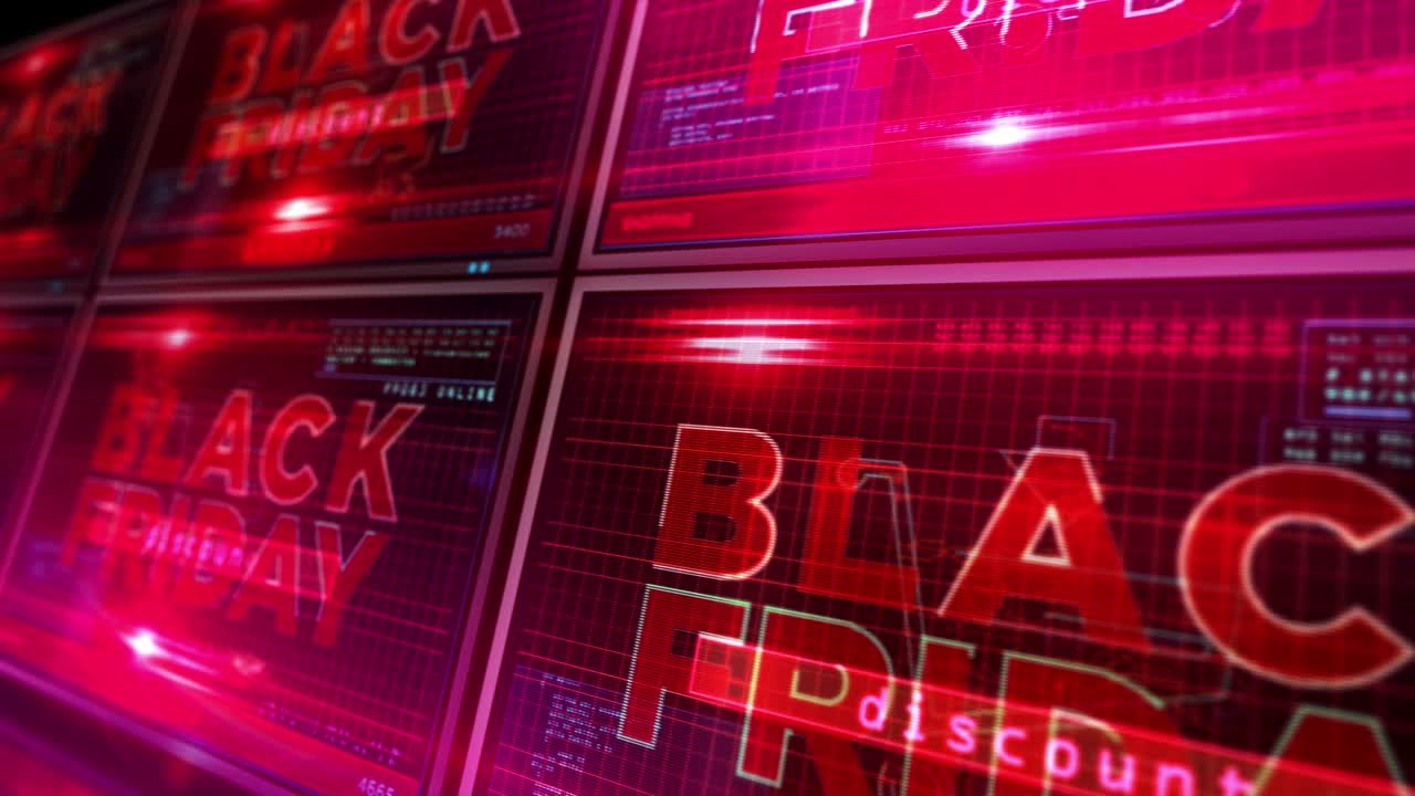 화면에서 블랙 프라이데이 방송 기호 애니메이션