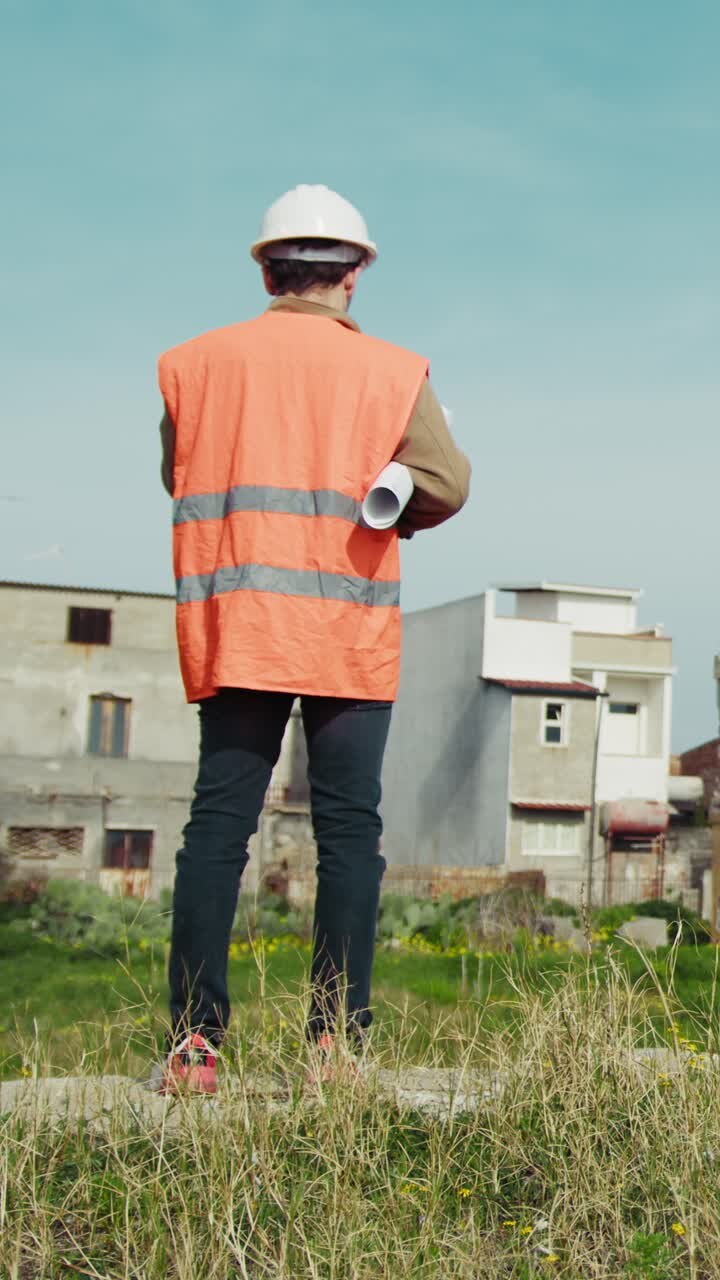 Engineer In The Nature Looking At The Building To Remake