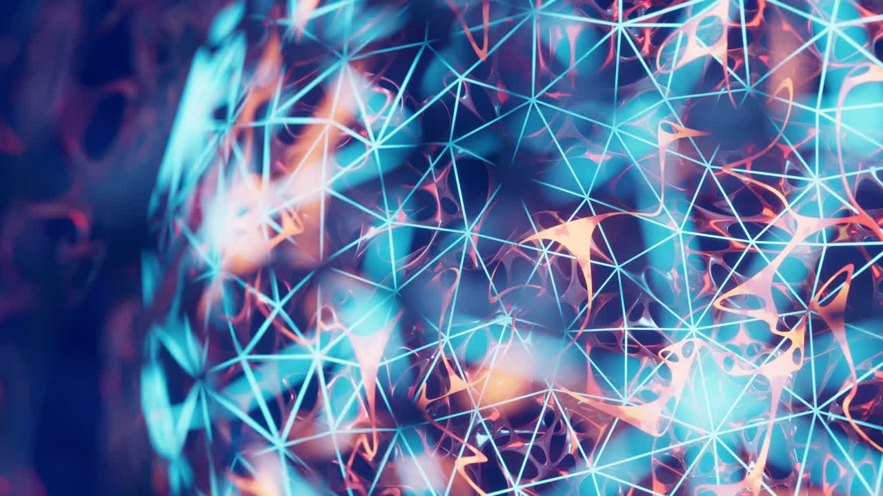 esfera de bioquímica con líneas de malla digital, renderización en 3d.