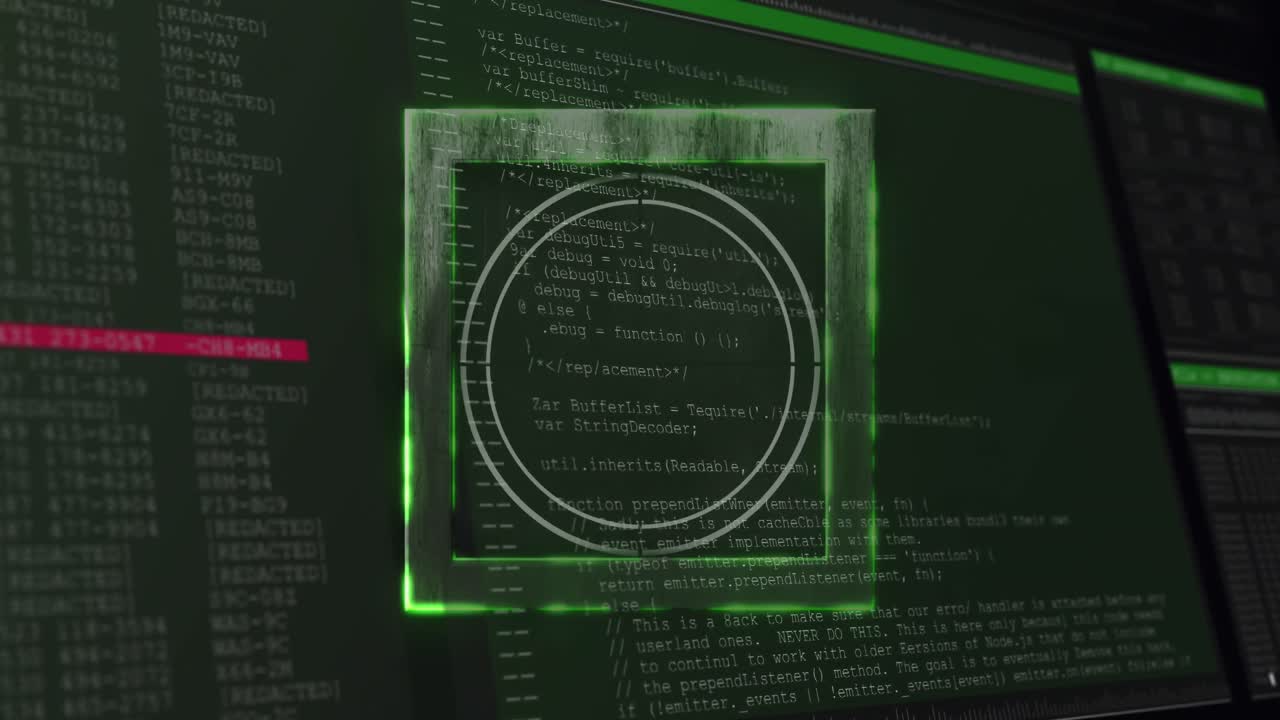Animation of scope scanning and data processing over green background
